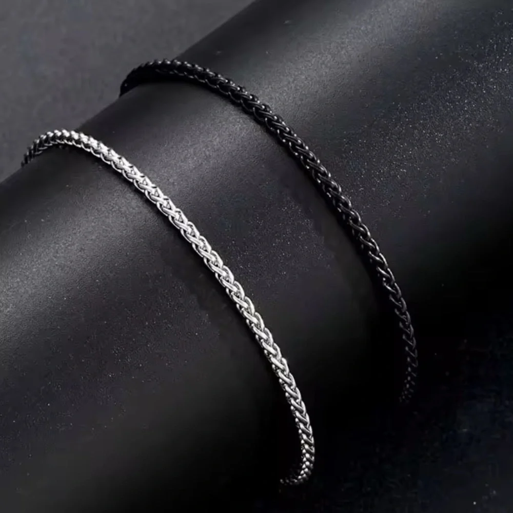 Minimalist Black Franco‎ Snake Chain Jewelry Bracelet, 7-9”